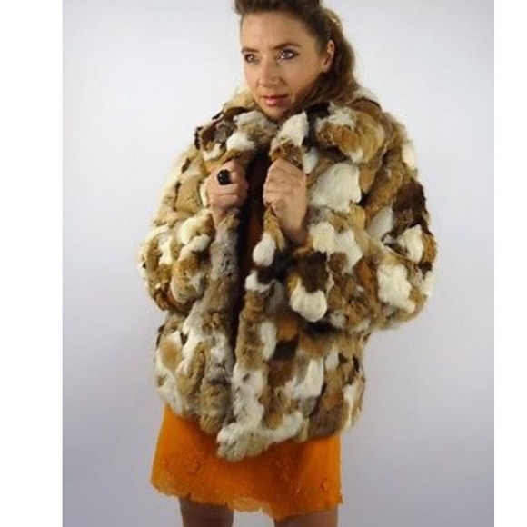 🐇🤍 Dino Ricco Rabbit Fur Patchwork Coat - Picture 4 of 4